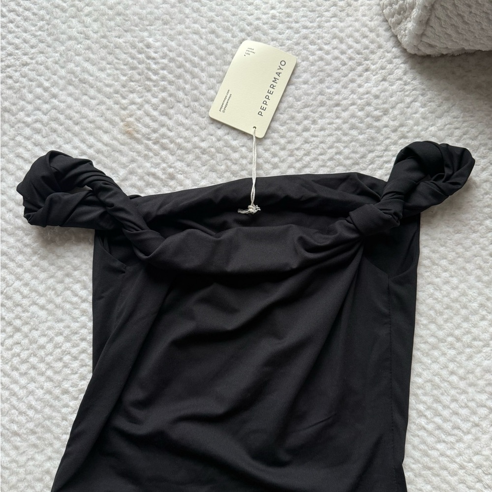 Peppermayo Elegant Black Off-Shoulder Top